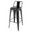 Bolero Bistro Steel High Stool with Backrest Black (4 Pack)
