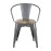 Bolero Bistro Curve Armchairs with Wooden Seat Pad Gunmetal (4 Pack)